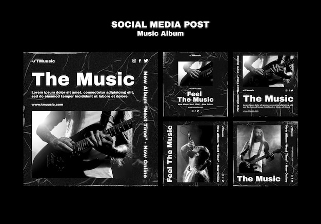 PSD gratuit modèle de publications sur les réseaux sociaux d'album de musique