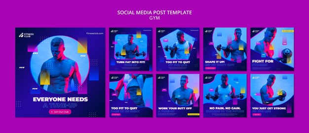 Modèle de publications sur les réseaux sociaux d'entraînement avec photo