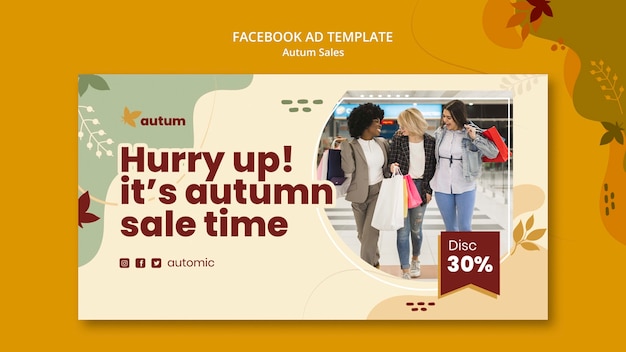 PSD gratuit modèle de publicité facebook automne design plat