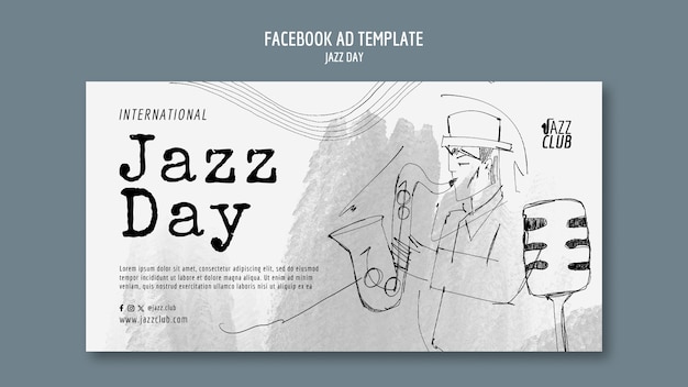 PSD gratuit modèle de publicité facebook pour la journée artistique du jazz