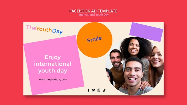 PSD gratuit modèle de publicité facebook pour la journée internationale de la jeunesse