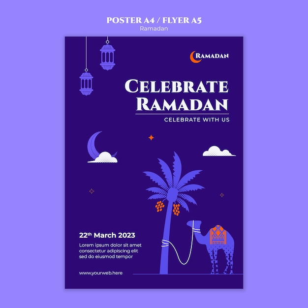 PSD gratuit modèle de ramadan design plat