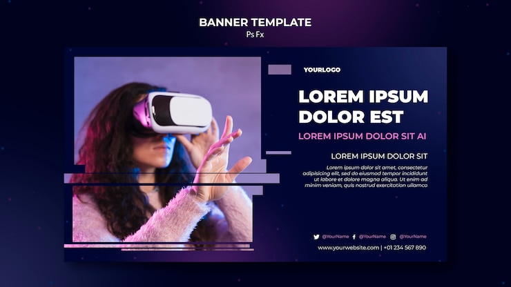 PSD gratuit modèle de réalité virtuelle de bannière