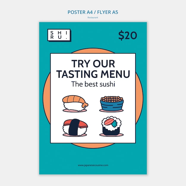 PSD gratuit modèle de restaurant asiatique design plat