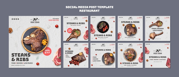 Modèle de restaurant de steak sur les médias sociaux