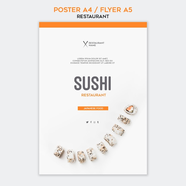 PSD gratuit modèle de restaurant de sushi affiche