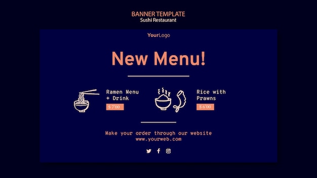 PSD gratuit modèle de restaurant de sushi bannière