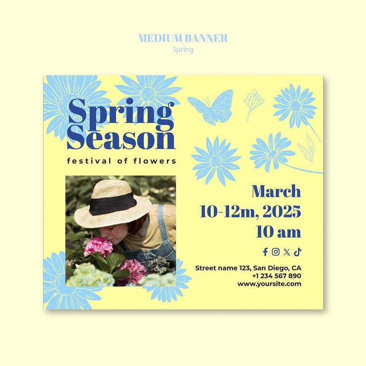 PSD gratuit modèle de saison florale de printemps