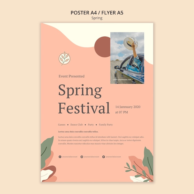 PSD gratuit modèle saisonnier pour l'affiche du festival de printemps