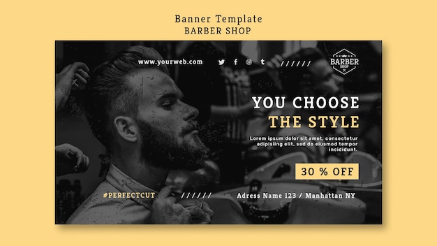 Modèle de salon de coiffure bannière