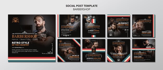 Modèle de salon de coiffure design plat