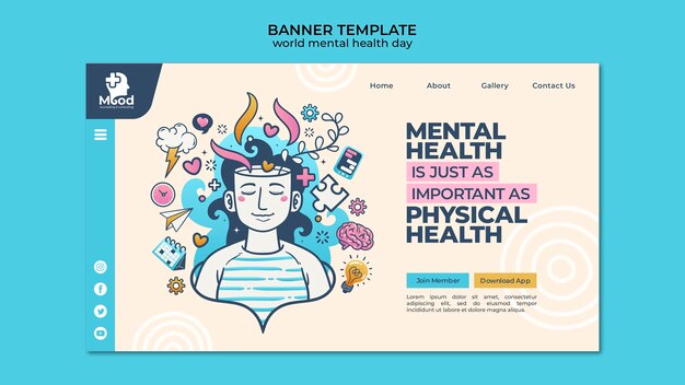 Modèle de santé mentale design plat