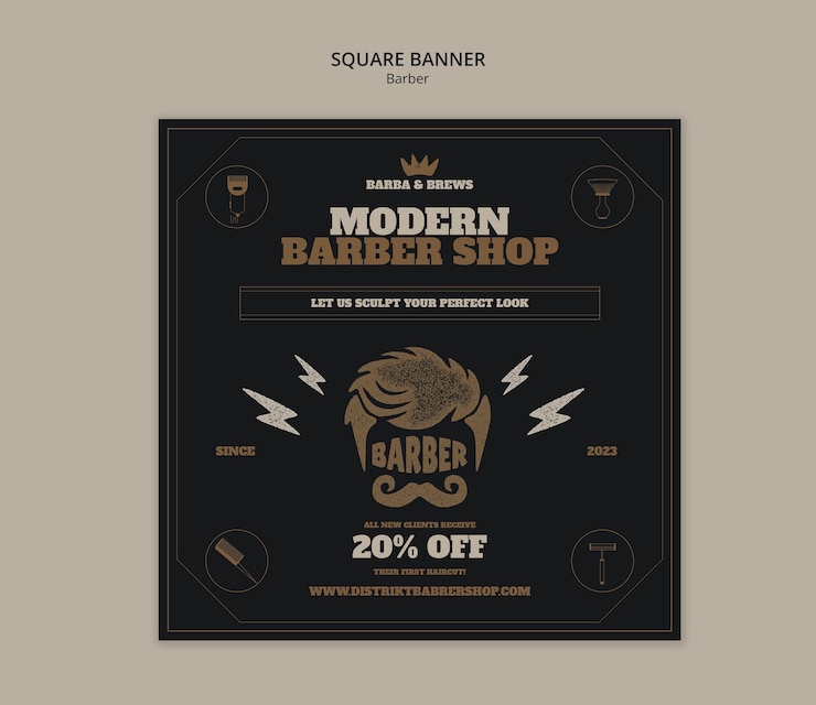 PSD gratuit modèle de service de barbier