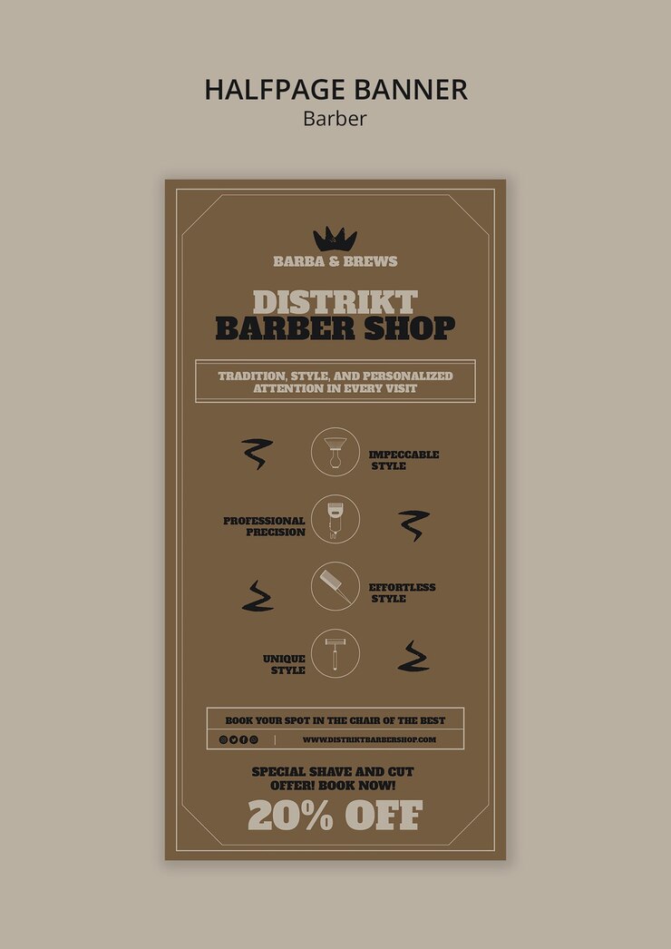 PSD gratuit modèle de service de barbier