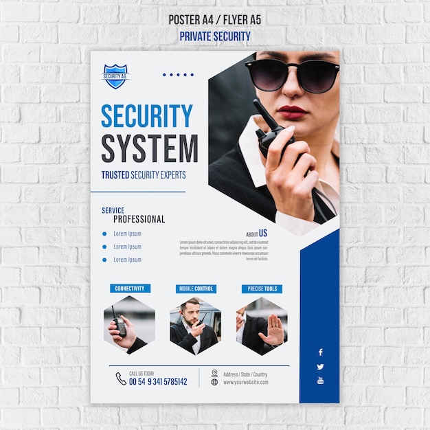 PSD gratuit modèle de services de sécurité d'affiche