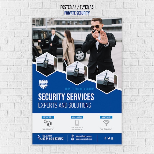 PSD gratuit modèle de services de sécurité flyer