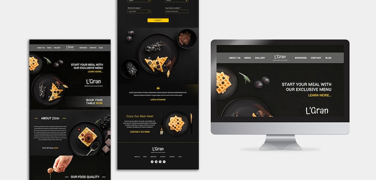 PSD gratuit modèle de site web de restaurant de nourriture moody