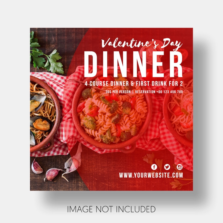 PSD gratuit modèle social restaurant saint valentin