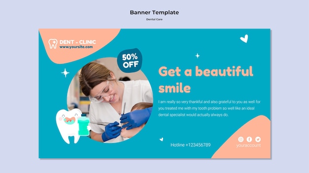 PSD gratuit modèle de soins dentaires design plat