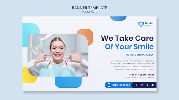 PSD gratuit modèle de soins dentaires design plat