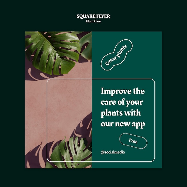 PSD gratuit modèle de soins des plantes design plat