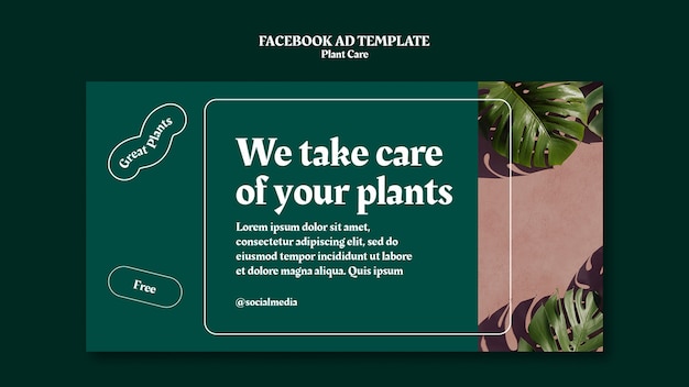 PSD gratuit modèle de soins des plantes design plat