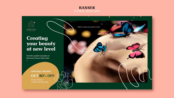 PSD gratuit modèle de spa floral bannière