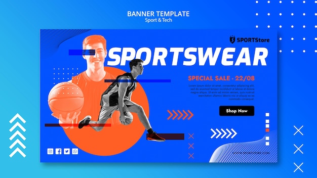 PSD gratuit modèle sport & tech pour la conception de bannières