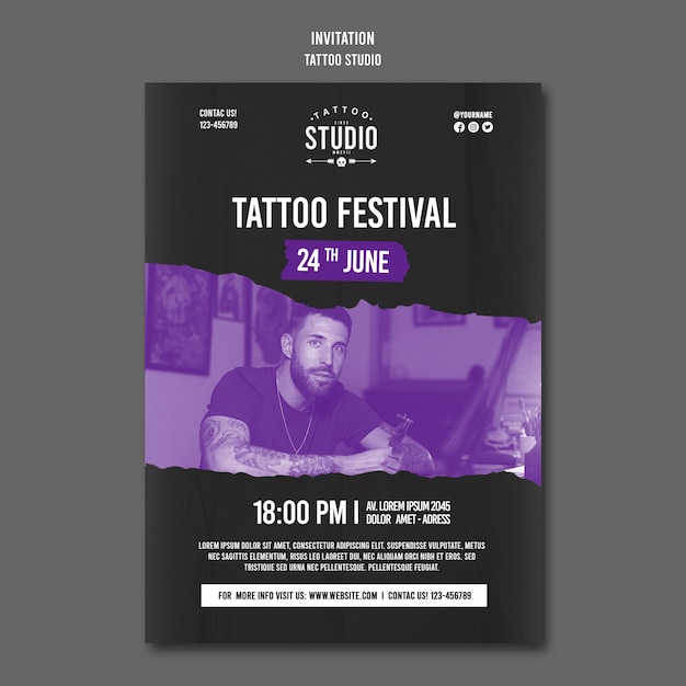 PSD gratuit modèle de tatouage design plat