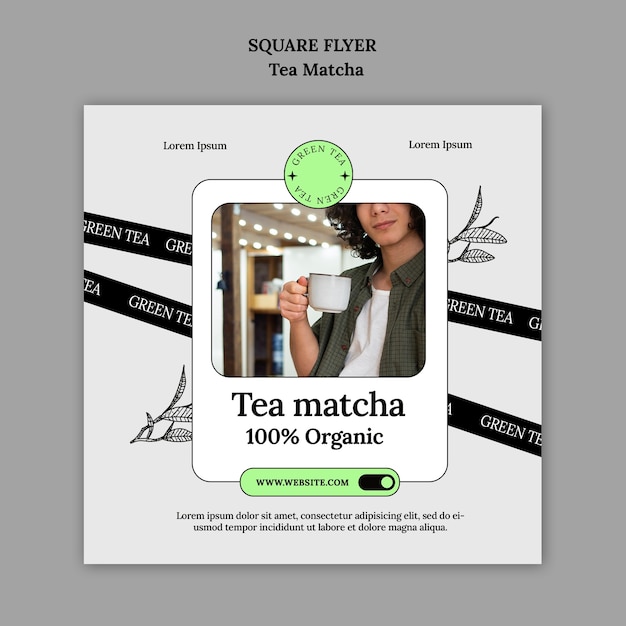 PSD gratuit le modèle de thé matcha