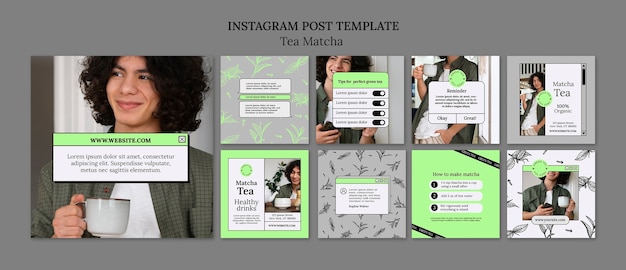 PSD gratuit le modèle de thé matcha