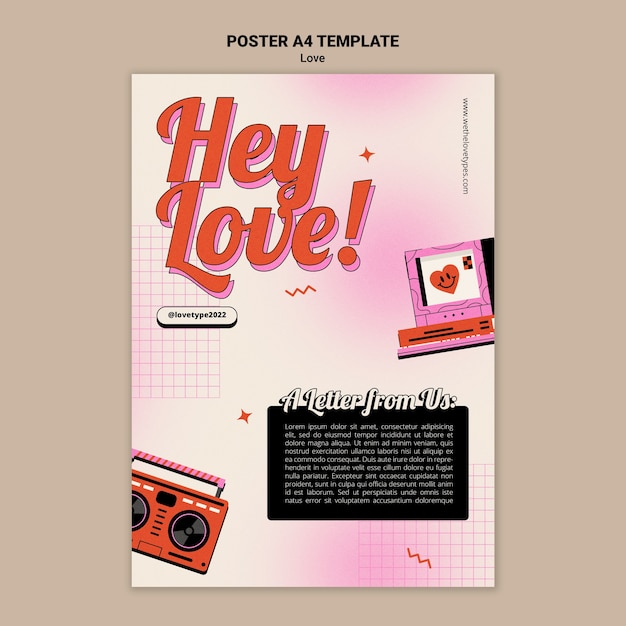 PSD gratuit modèle de type d'amour design plat