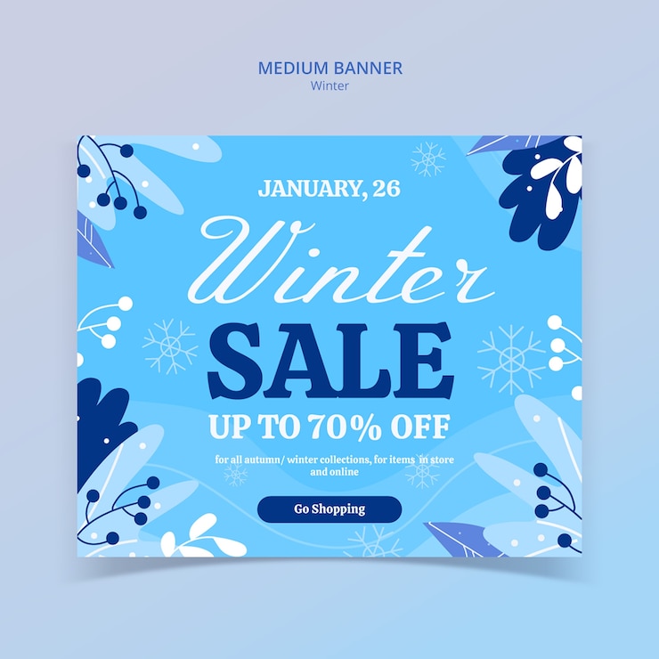 PSD gratuit modèle de vente d'hiver de conception plate