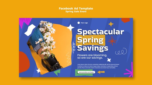 PSD gratuit modèle de vente de printemps design plat