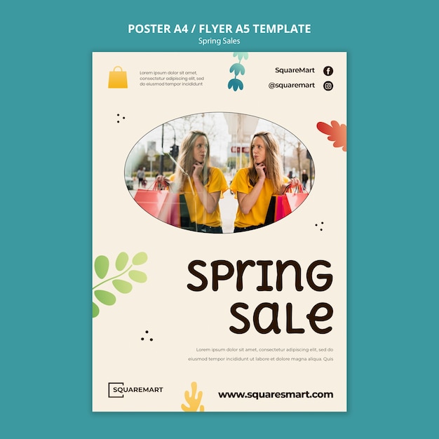 PSD gratuit modèle de vente de printemps design plat