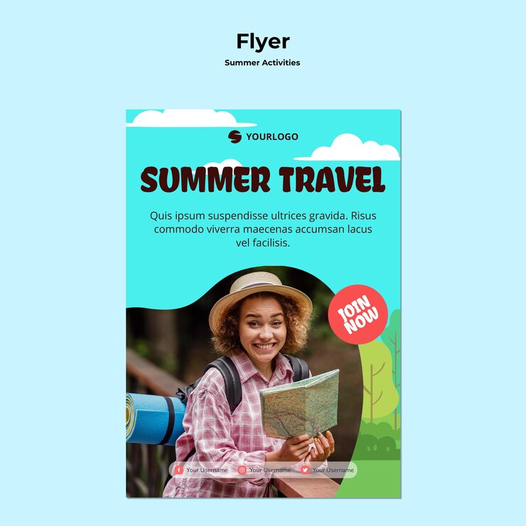 PSD gratuit modèle de voyage d'été flyer