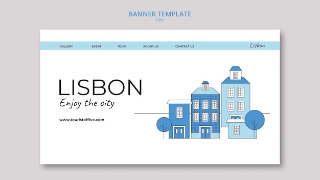 PSD gratuit modèle de voyage en ville design plat