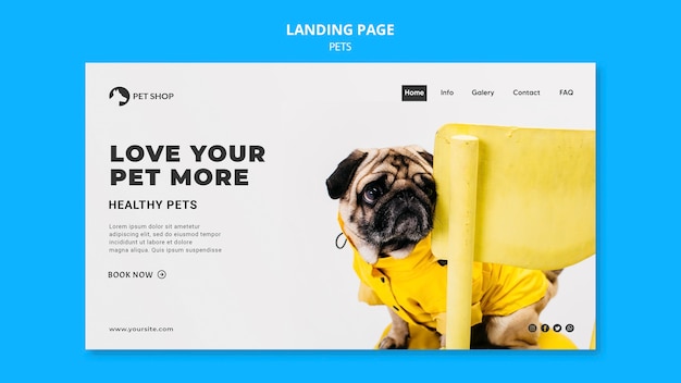 PSD gratuit modèle web d'animaux de compagnie avec photo