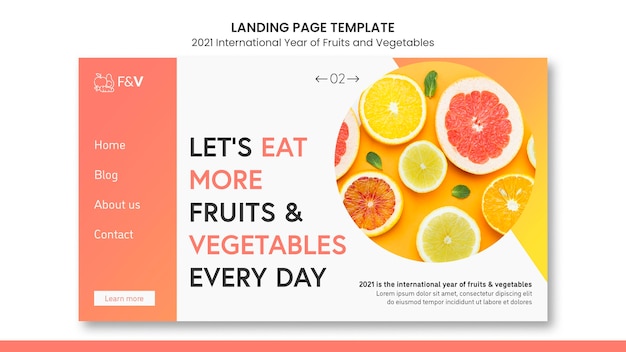 PSD gratuit modèle web année internationale des fruits et légumes