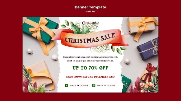 Modèle Web de bannière de cadeaux emballés