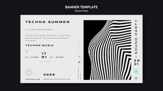 Modèle Web De Bannière De Festival De Musique Techno