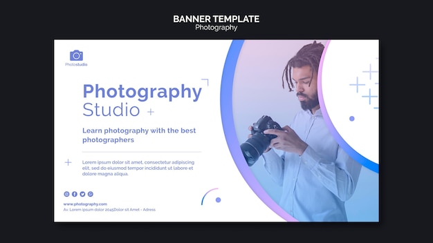 PSD gratuit modèle web de bannière homme et caméra