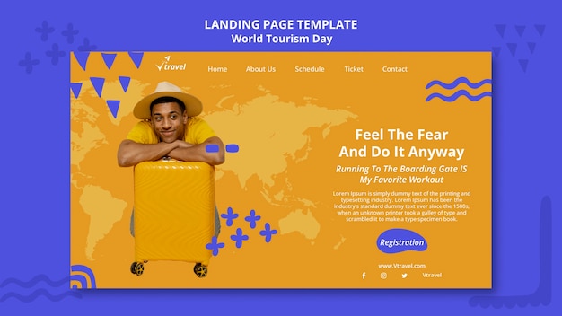 PSD gratuit modèle web géométrique de la journée mondiale du tourisme