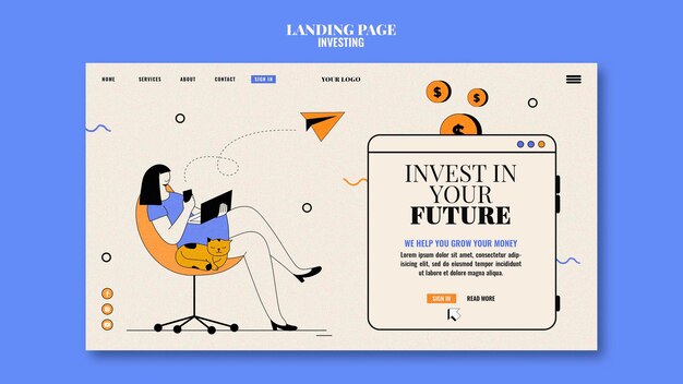 Modèle Web d'investissement illustré