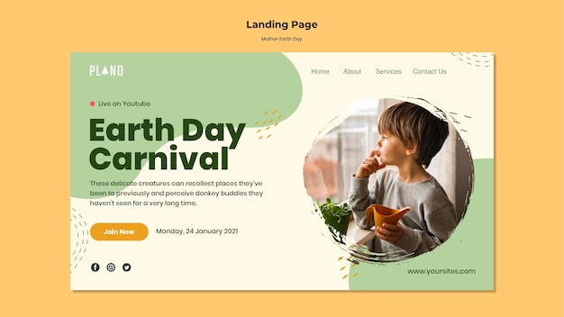 PSD gratuit modèle web de jour de la terre mère avec photo