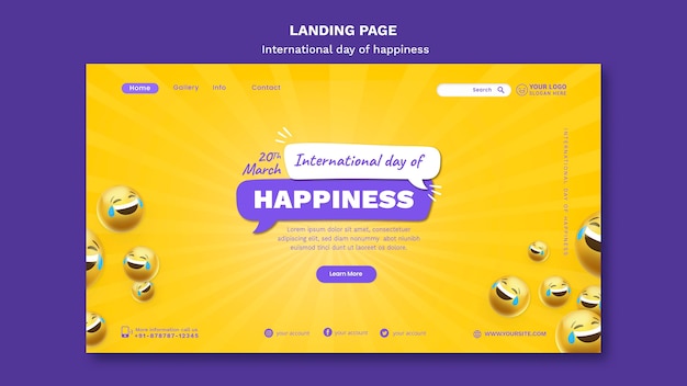 PSD gratuit modèle web de la journée internationale du bonheur