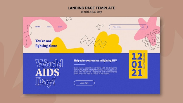 PSD gratuit modèle web de la journée mondiale du sida avec des détails colorés