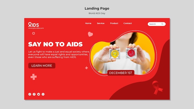 Modèle web de la journée mondiale du sida avec des détails rouges