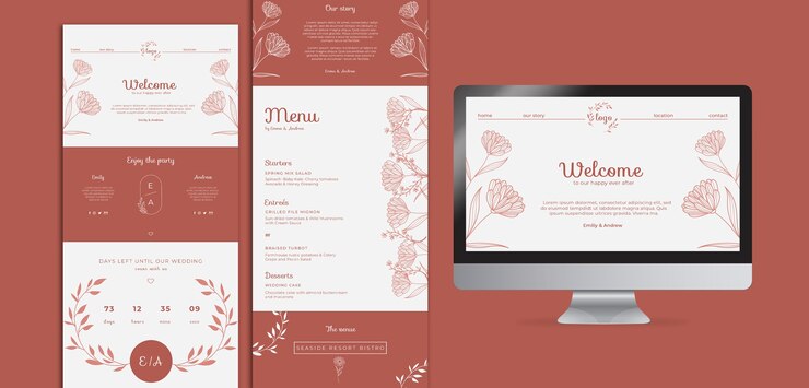PSD gratuit modèle web simple et élégant pour mariage avec page de destination