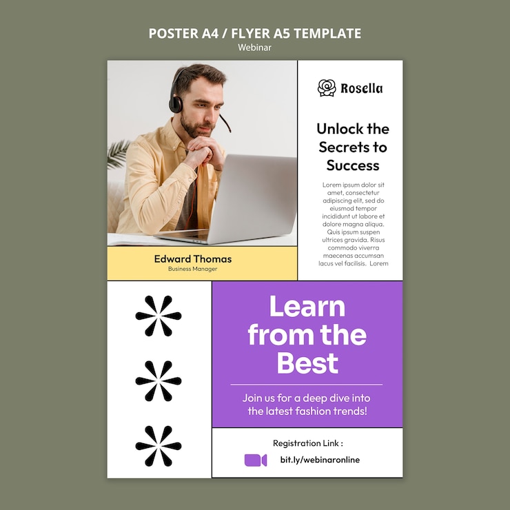 PSD gratuit modèle de webinaire design plat